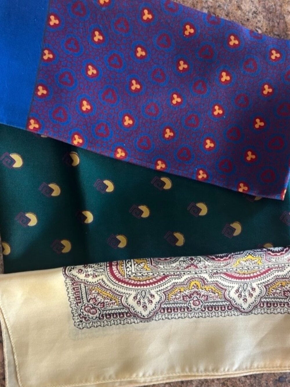 Three Vintage Pocket Squares, One Brooks Brothers